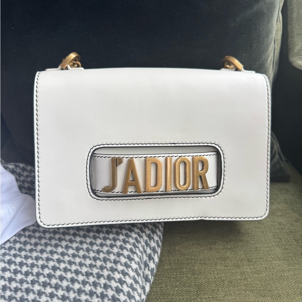 Dior White and Gold Crossbody Bag with Structured Design